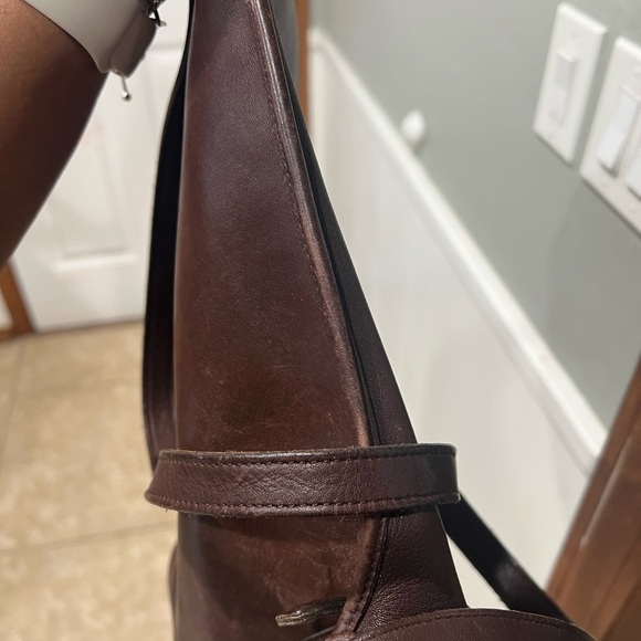 Vintage Coach Dark Brown Leather Bag Hippie Flap m9p-9134 bag - Picture 8 of 9